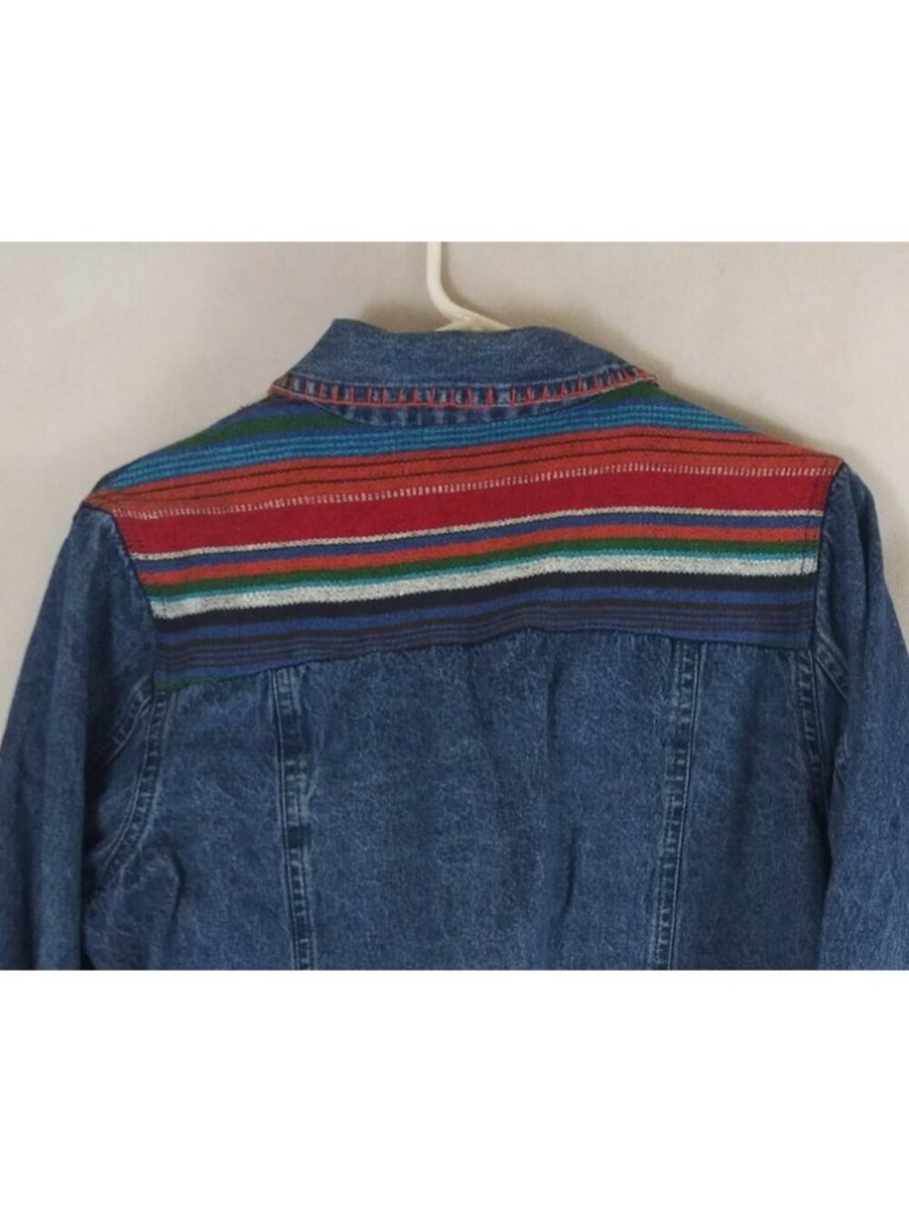 Keren Hart Embroidered Colorful Southwestern Boho Jean Jacket Size Large - Picture 4 of 8